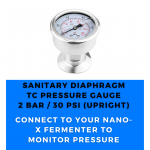 NANO - X Sanitary Diaphragm Pressure Gauge: Up Right Gauge, 2 Bar / 30 PSI & 1.5" TC