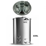 NANO - X 225L Distilling Boiler: 304SS 1.5mm Thick Domed Lid: 4" PMMA View Port: 2 Element Ports