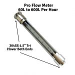 304SS Pro Flow Meter - 60L to 600L Per Hour: 1.5" TC Both Ends
