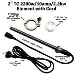 2200w 304SS Element & 2" Tri Clover/Clamp Set