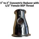 3" to 2" Concentric Reducer with 1/2" BSP Female Thread: 3" Stills
