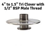 304SS 4" to 1.5" Short Reducer with 1/2" Male Thread