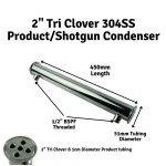 2" 304SS Product/Shotgun Condenser Only: 450mm Length