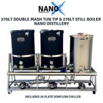 270L Double Mash Tun Tip & 270L Still Boiler: Distillery System: Includes 26 Plate Gasketed Chiller
