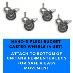 4 X Caster Wheel Set: Suit 30L, 50L, 70L, 105L & 160L NANO-X Fermenters
