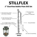 StillFlex - 2" 304SS ClearView 4 Bubble Plate Still Set