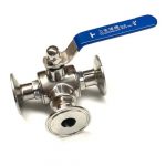 304SS 3/4" T Port 3 Way Valve with 1.5" Tri Clover