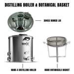 NANO-X 95L Distilling Boiler & Botanicals Basket Package: 304SS Domed Lid