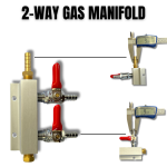 2 Way CO2 Gas Manifold with Check Valves - 9mm Barbs - 10mm to 10mm to 14mm Gas Line